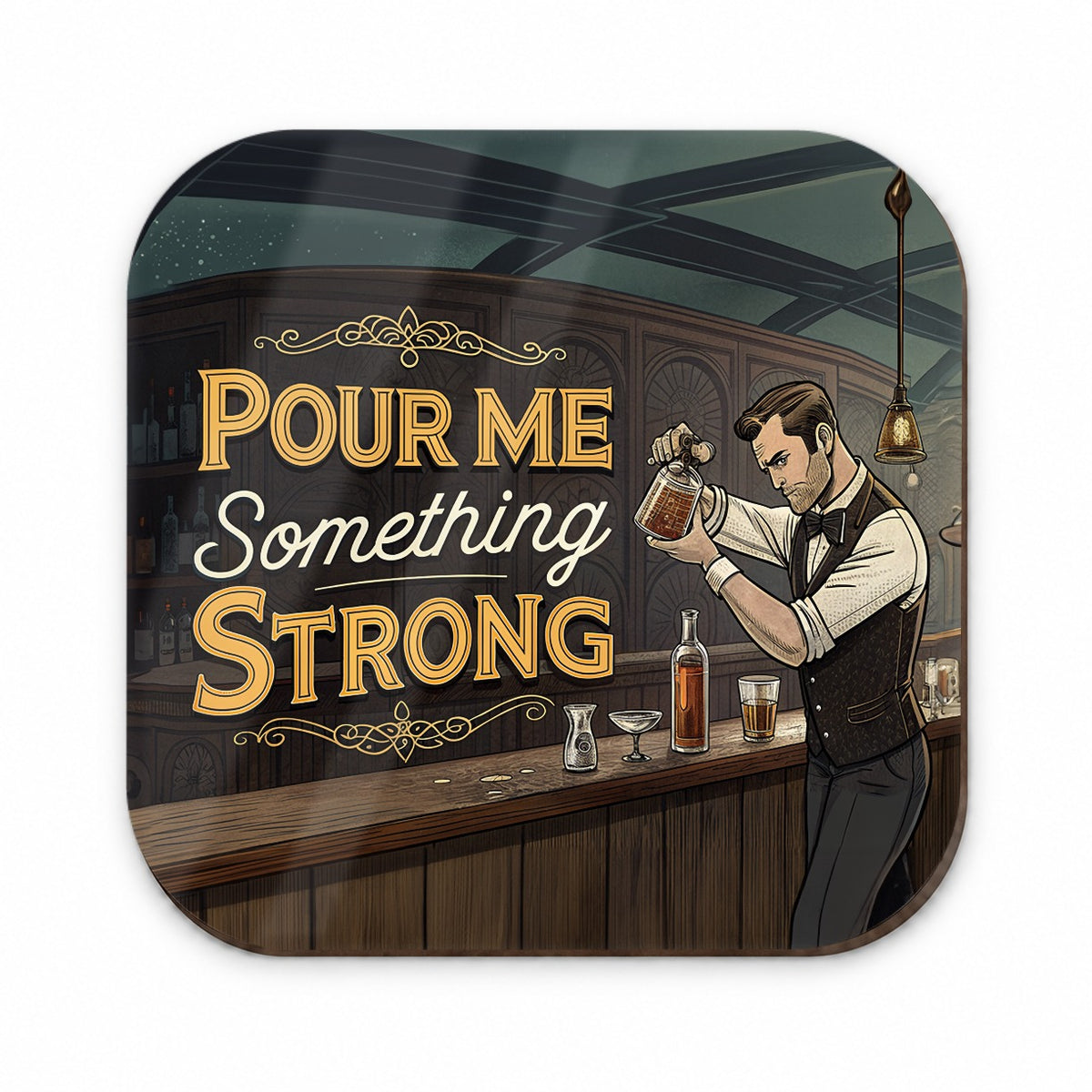 Pour Me Something Strong Retro Bar Alcohol Funny Fridge Magnet
