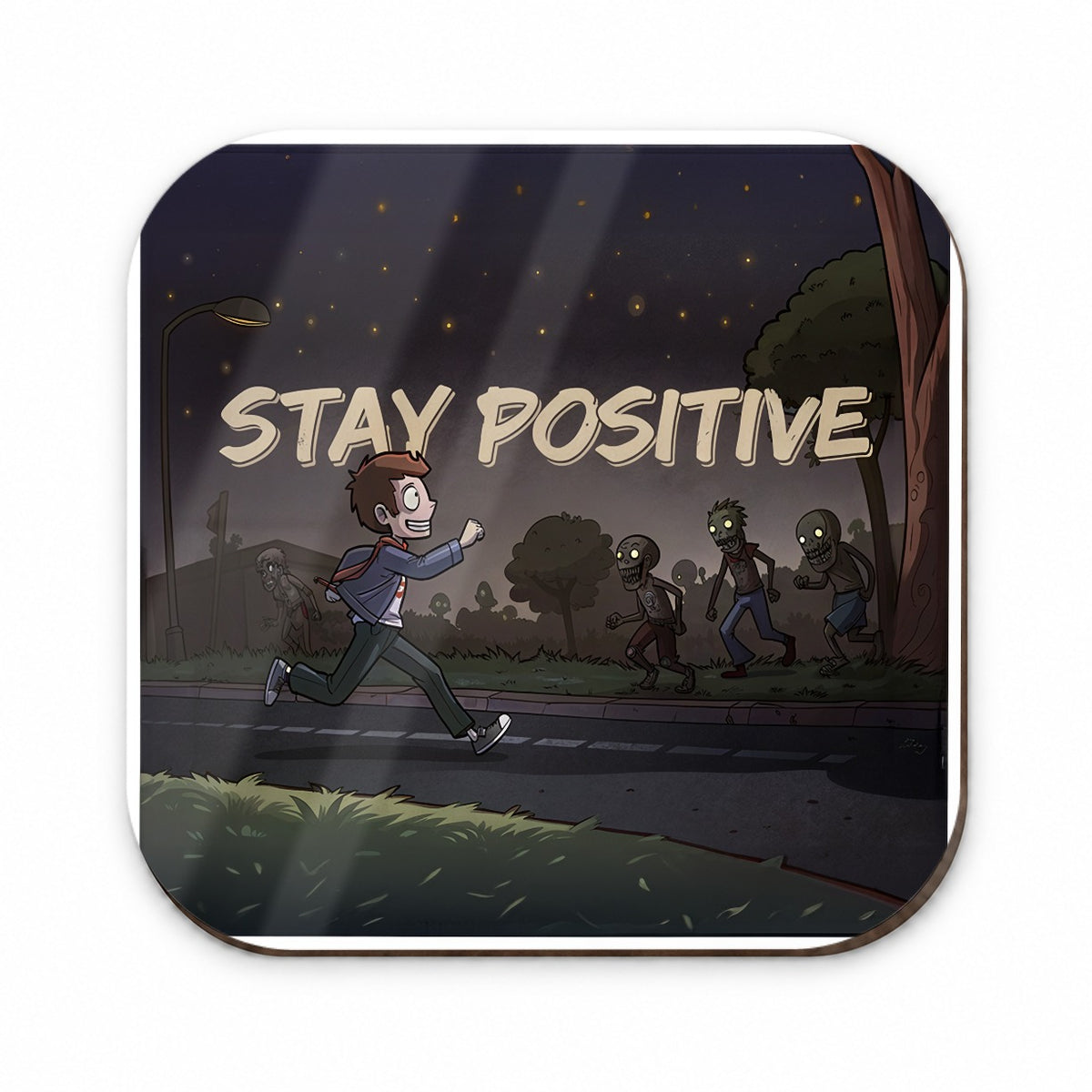 Stay Positive Funny Zombie Cartoon Fridge Magnet
