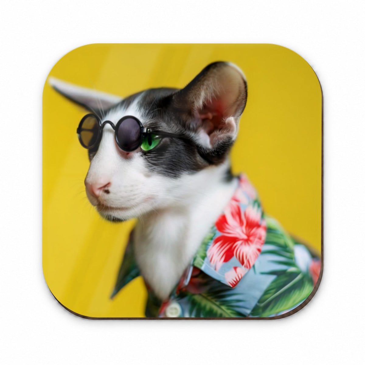 Funny Cat With Glasses And Hawaiian Shirt Fridge Magnet
