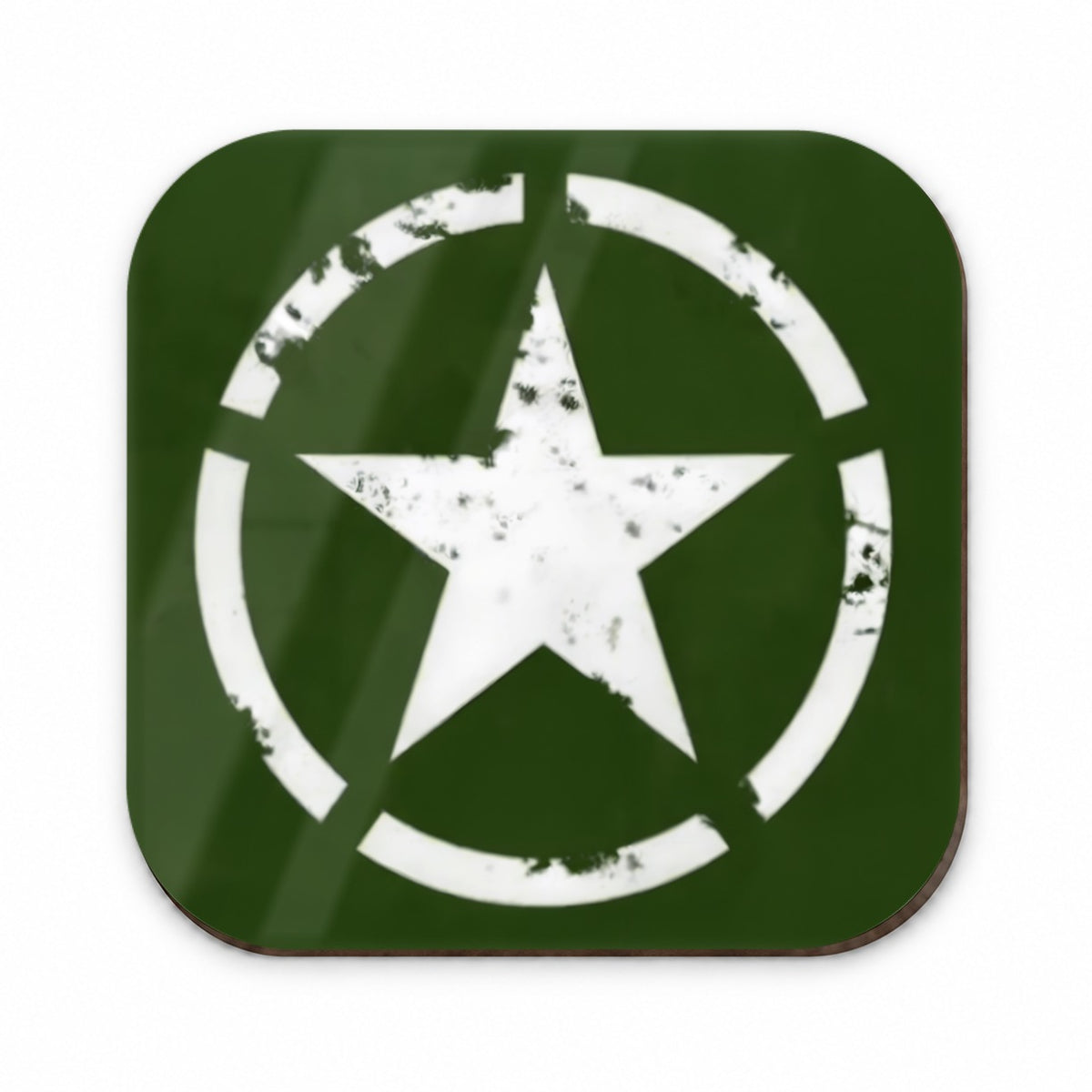 Rustic White Army Star On Olive Green Fridge Magnet