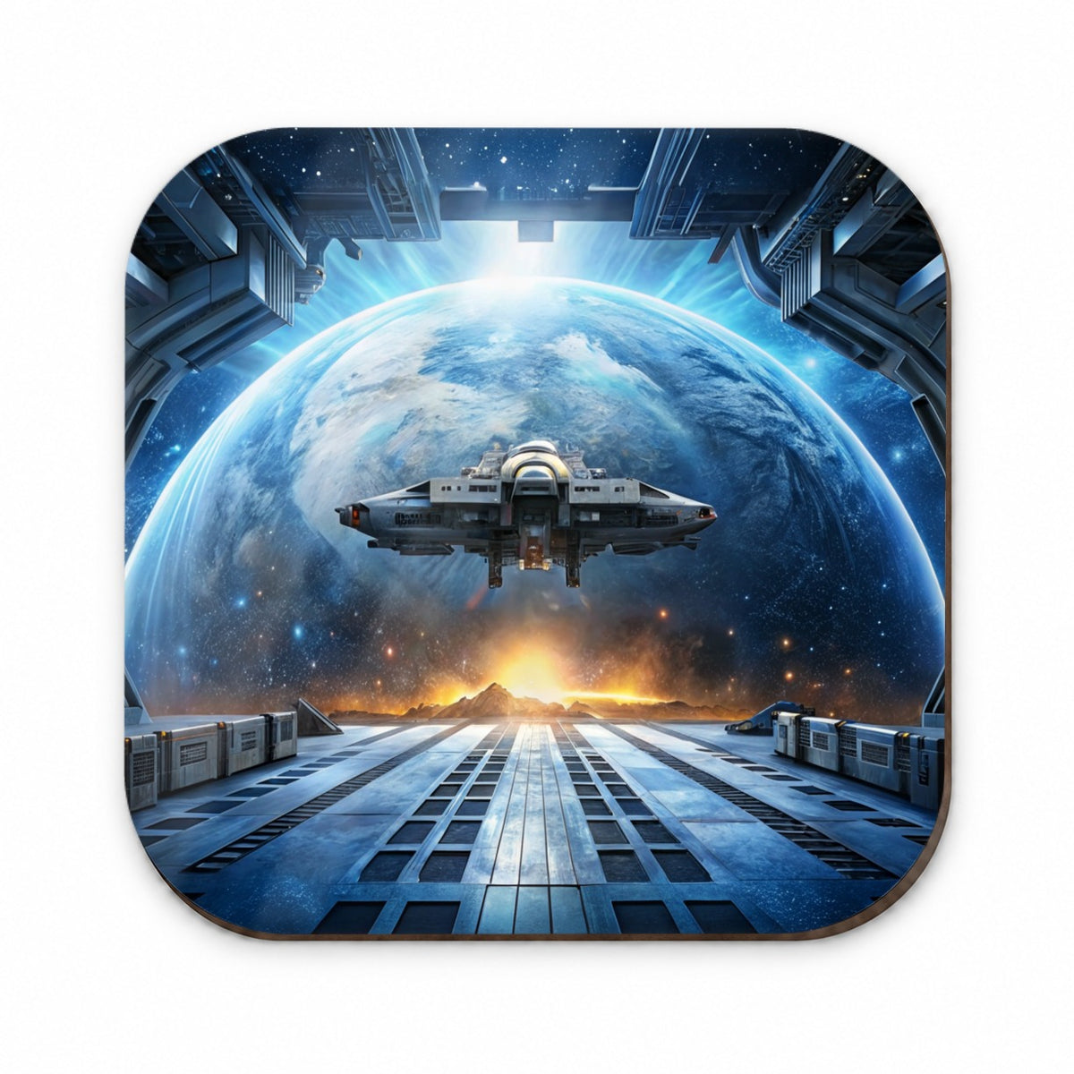 Spaceship Entering Station Spacedock Fridge Magnet