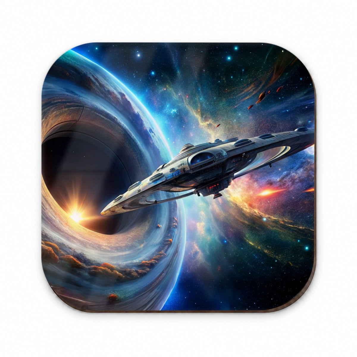 Starship Spaceship Coming Out Of Space Wormhole Fridge Magnet