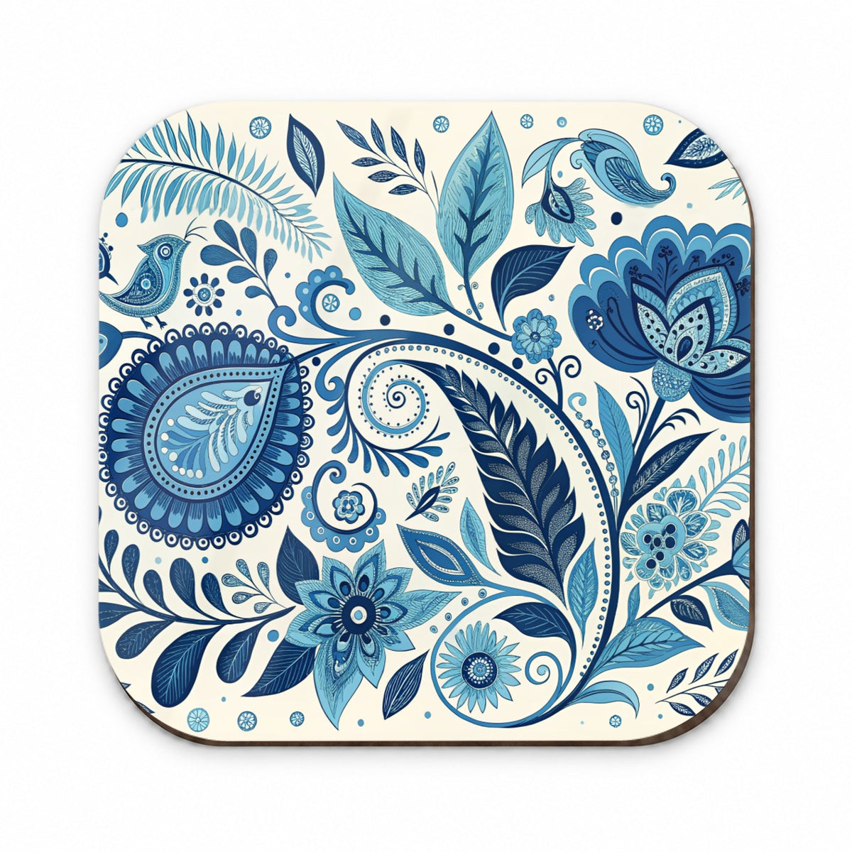 Blue Traditional Folk Art Floral Pattern Fridge Magnet
