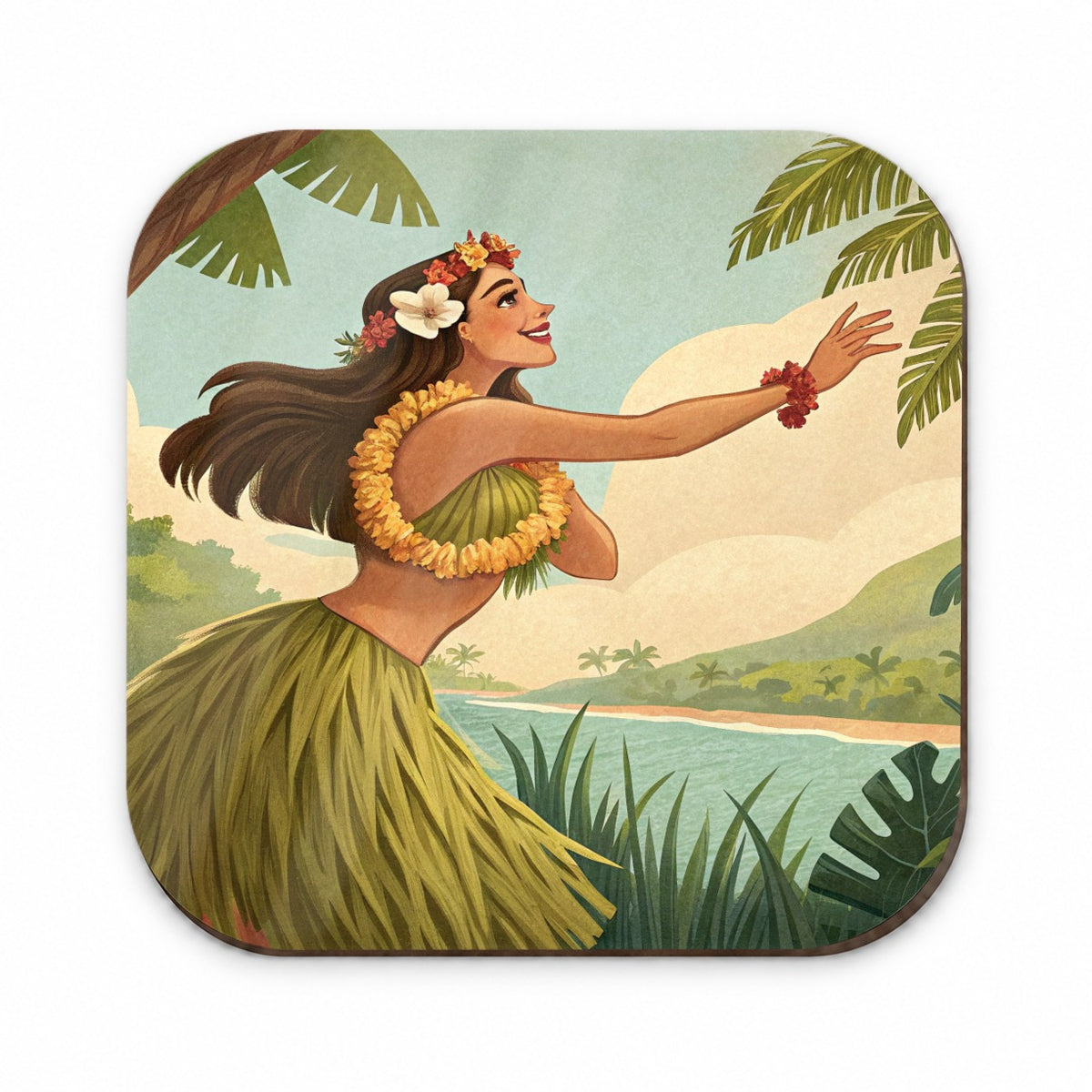 Dancing Hawaiian Hula Girl in Grass Skirt Fridge Magnet