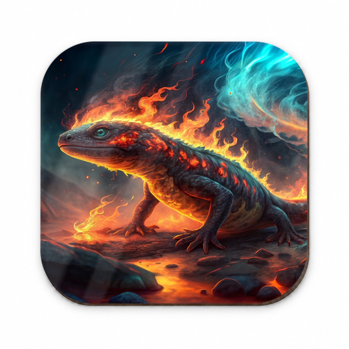 Flaming Fantasy Salamander at Night Fridge Magnet