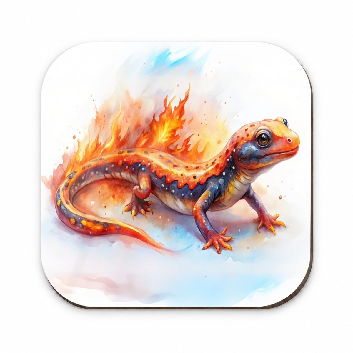Flaming Fantasy Salamander Watercolor Fridge Magnet