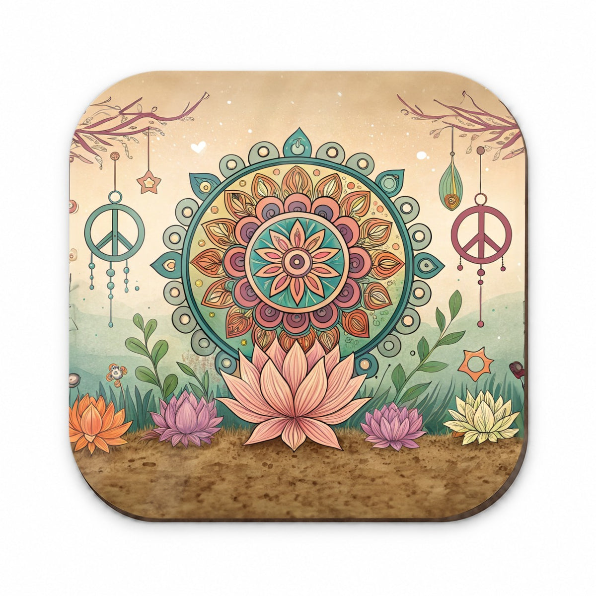 Hippie Yoga Peace Mandala Flower Fridge Magnet
