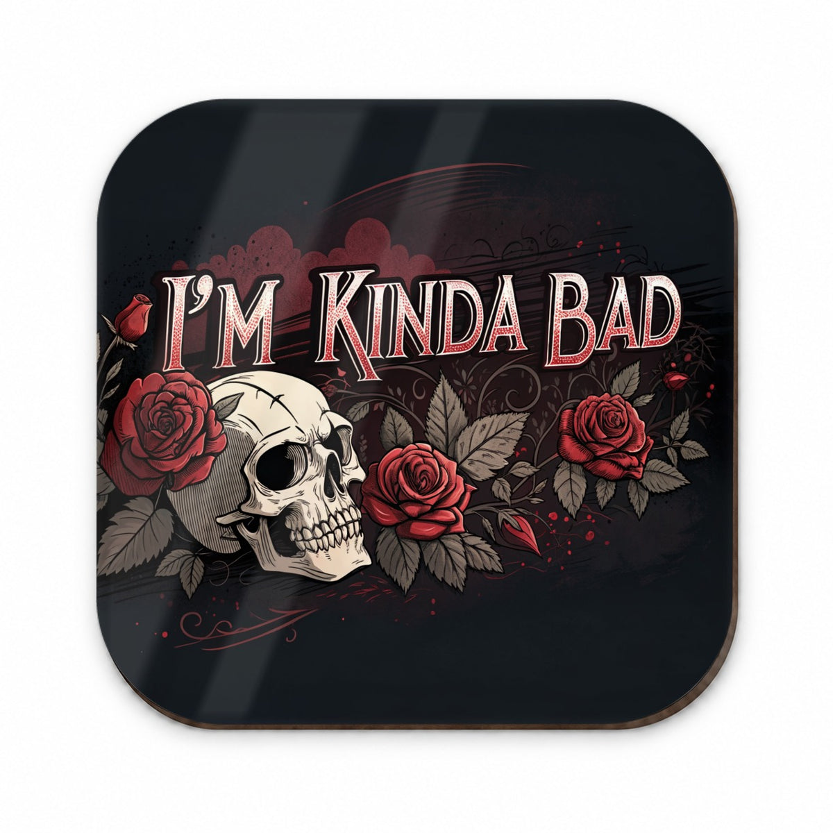 I'm Kinda Bad Skull Red Roses Fridge Magnet