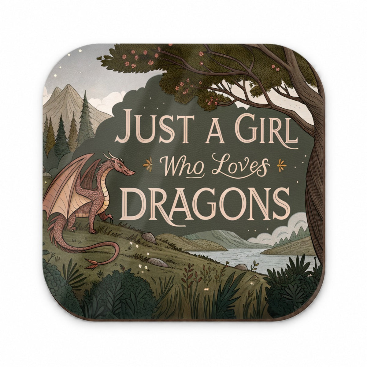 Just A Girl Who Loves Dragons Retro Fantasy Fridge Magnet