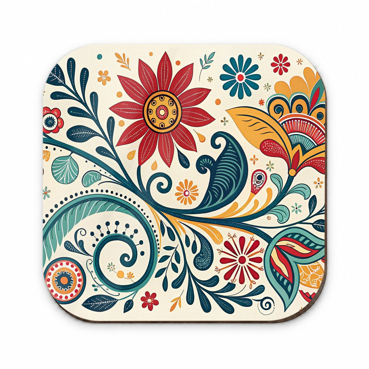 Traditional Folk Art Floral Pattern Fridge Magnet