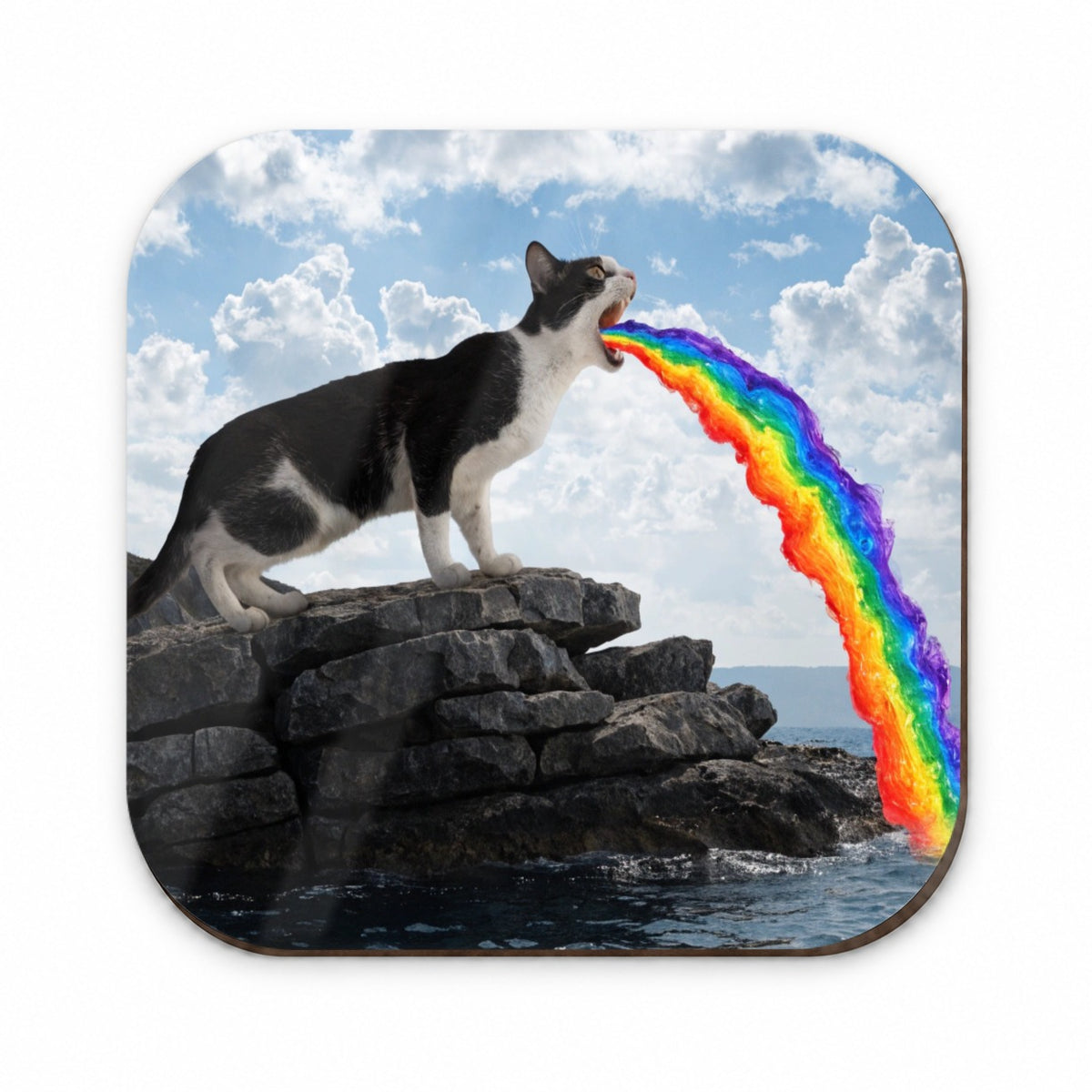 Funny Cat Rainbow Vomit Fridge Magnet