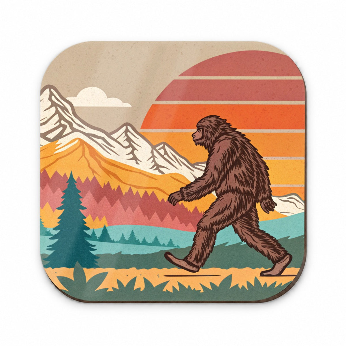 Funny Retro Sasquatch Bigfoot Walking Fridge Magnet