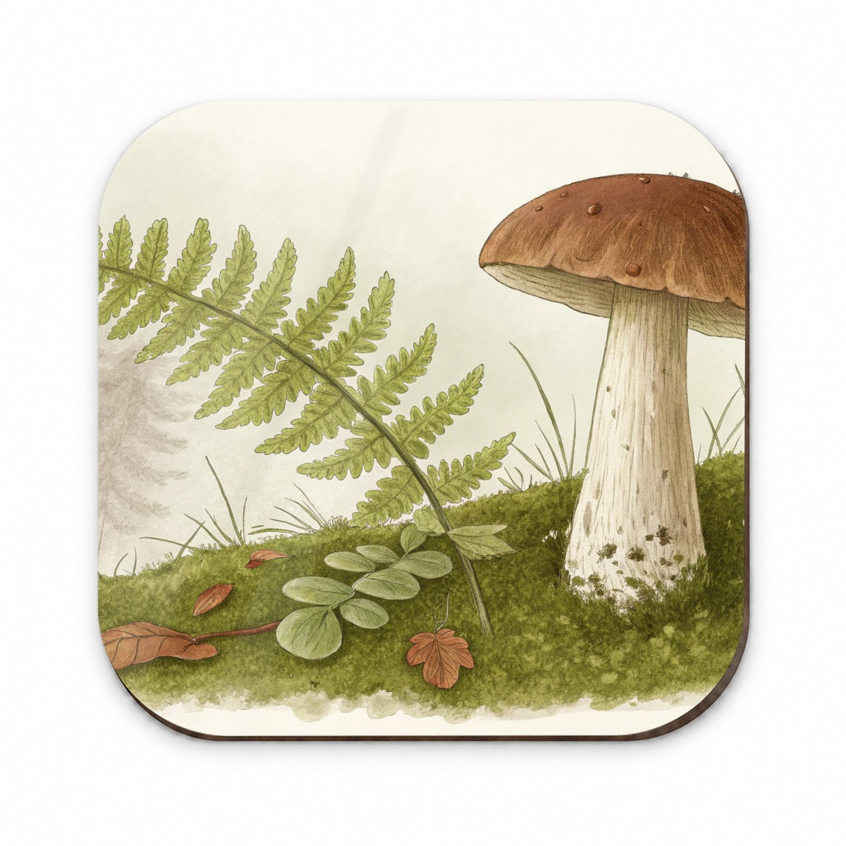 Mushroom Fern Nature Illustration Fridge Magnet