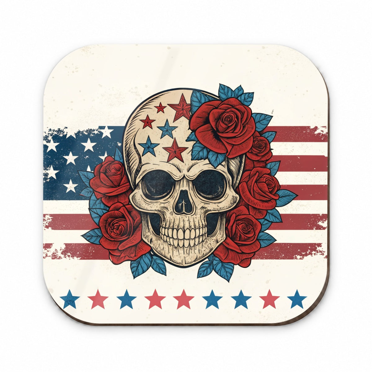 Patriotic Skull American Flag Distressed Fridge Magnet