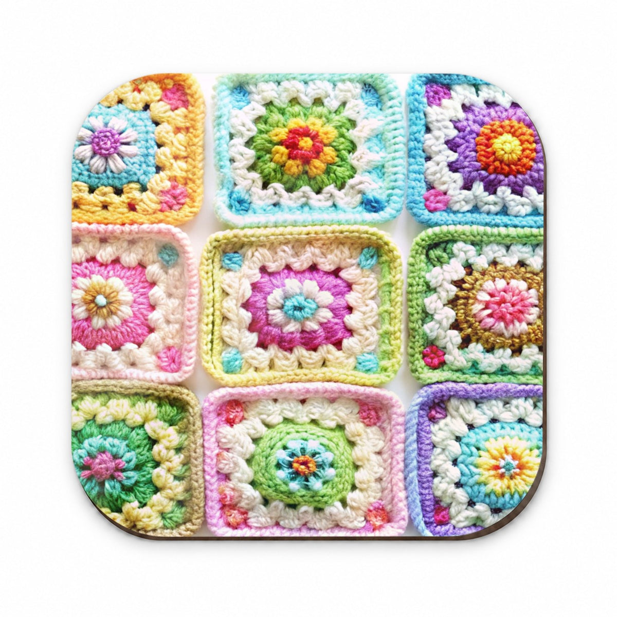 Rainbow Crochet Granny Squares Fridge Magnet