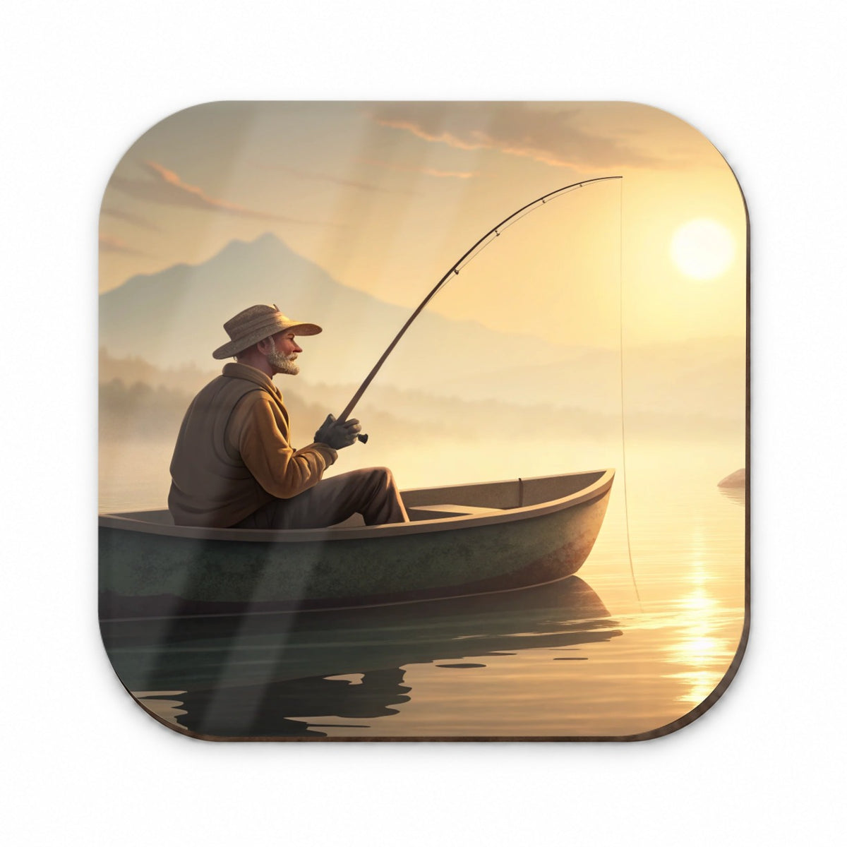 Relaxed Fisherman Lake Sunrise Fridge Magnet
