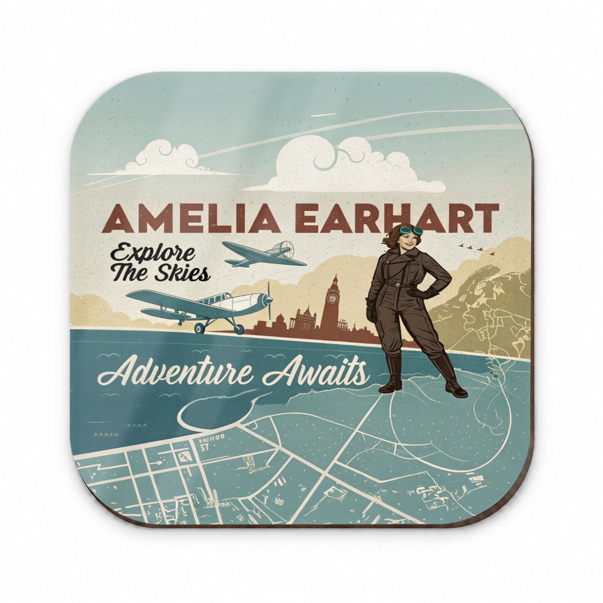 Retro Amelia Earhart Flight Adventure Fridge Magnet