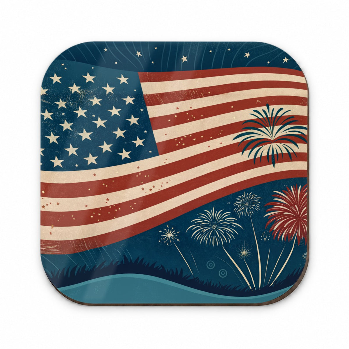 Vintage Patriotic Flag Fireworks Fridge Magnet