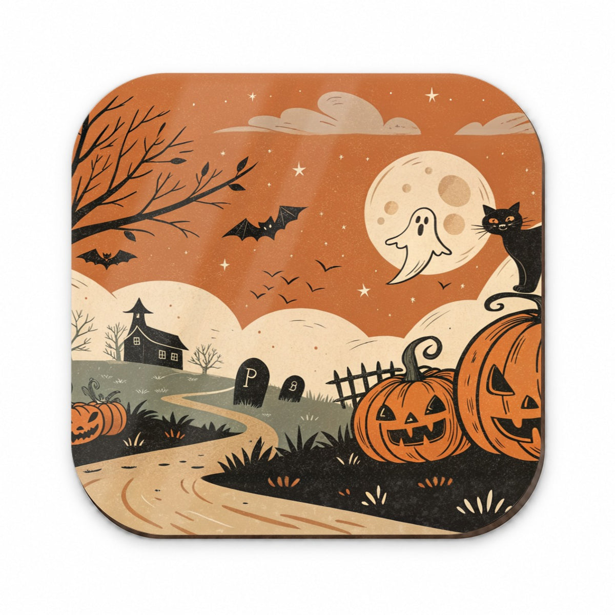 Vintage Pumpkin Halloween Scene Fridge Magnet