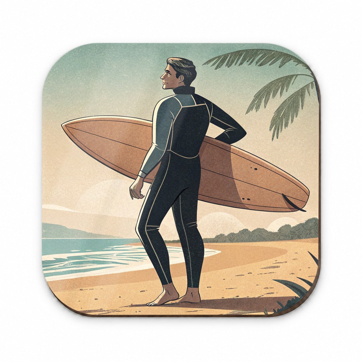 Vintage Surfer Beach Scene Fridge Magnet