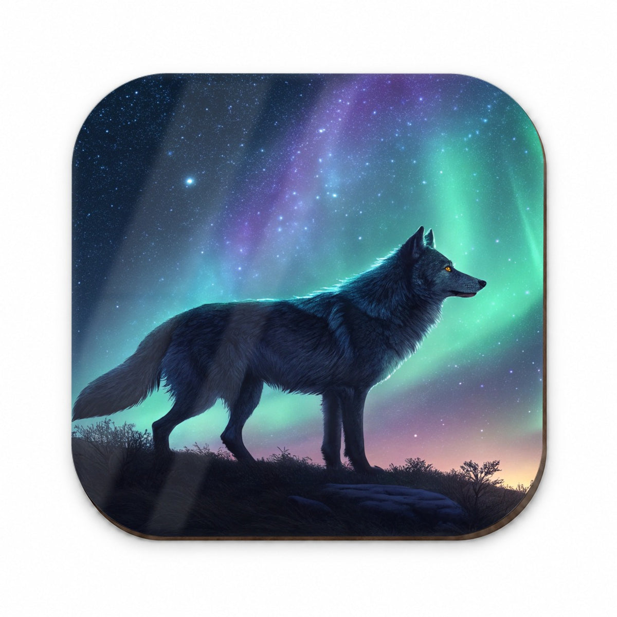 Wolf Beneath Aurora Borealis Fridge Magnet