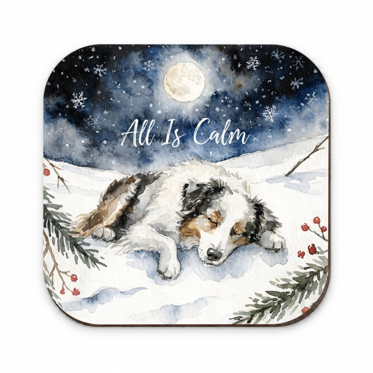 Australian Shepherd Dog All Is Calm Christmas Fridge Magnet