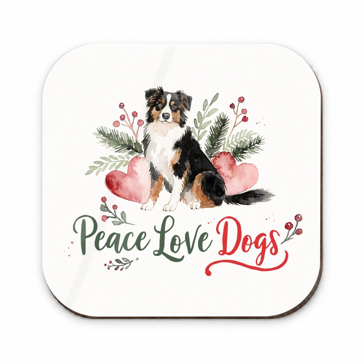 Australian Shepherd Peace Love Dogs Christmas Fridge Magnet
