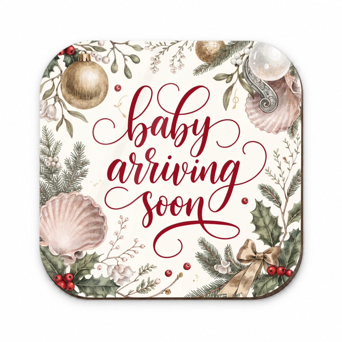 Baby Arriving Soon Christmas Fridge Magnet