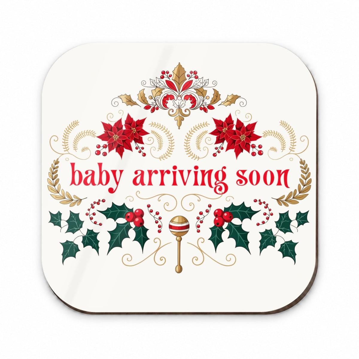 Baby Arriving Soon Pregnant Christmas Fridge Magnet