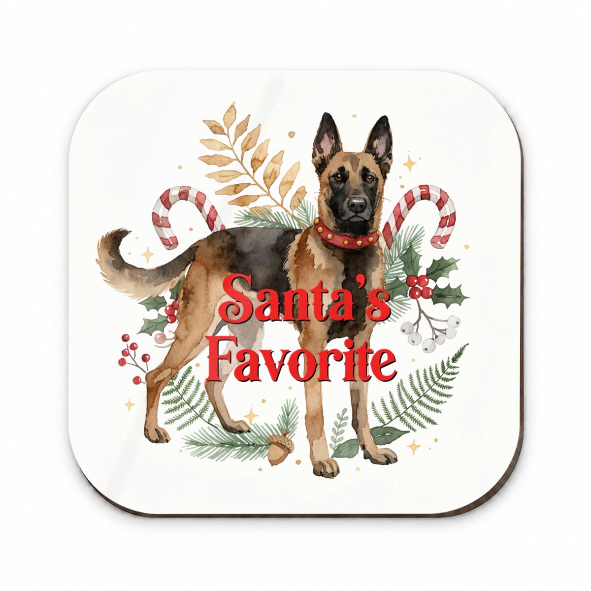 Belgian Malinois Dog Standing Christmas Santa's Favorite Fridge Magnet