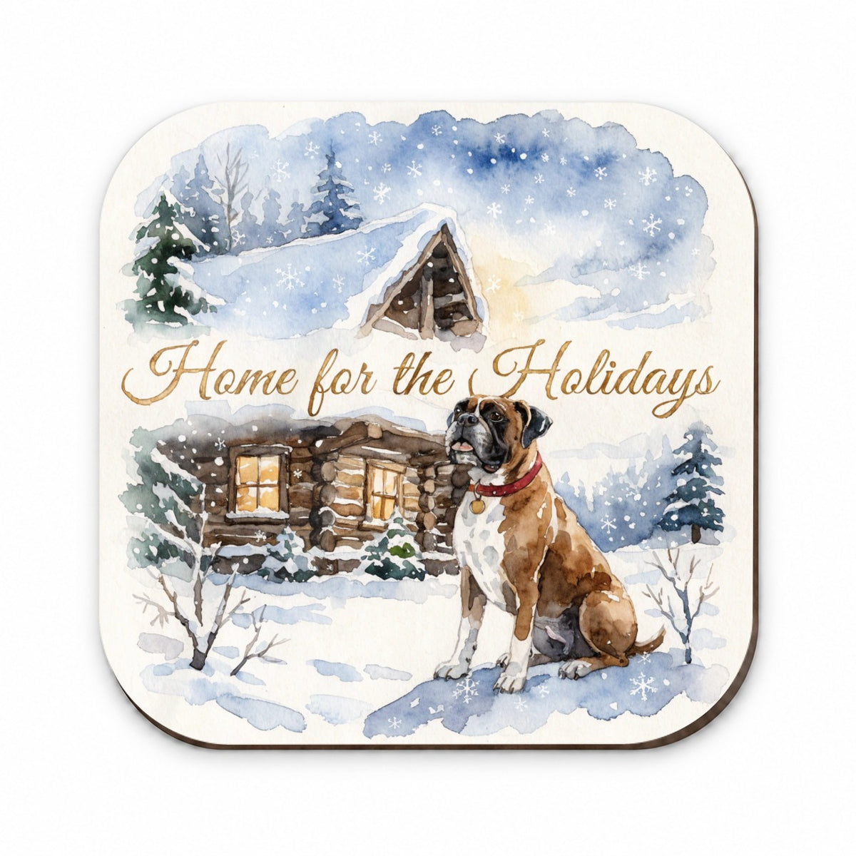 Boxer Dog Home For Holidays Christmas Fridge Magnet