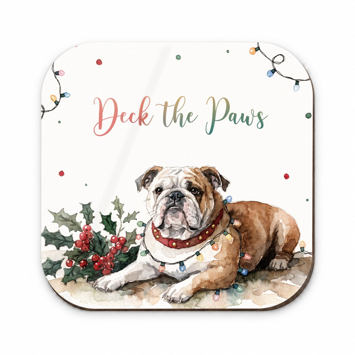 Bulldog Deck The Paws Christmas Fridge Magnet