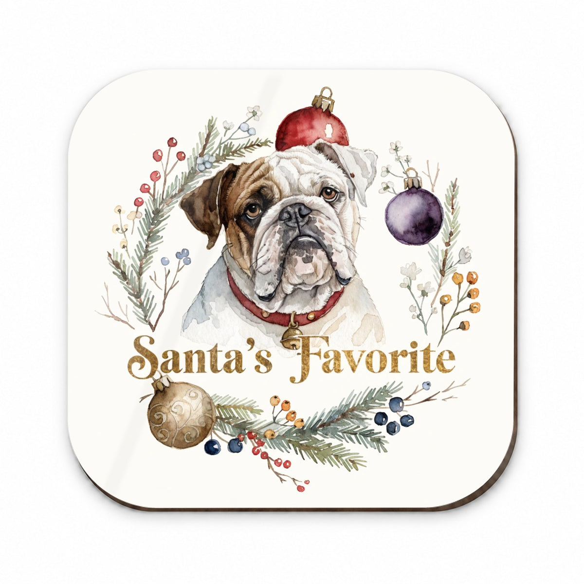Bulldog Dog Christmas Santa's Favorite Fridge Magnet