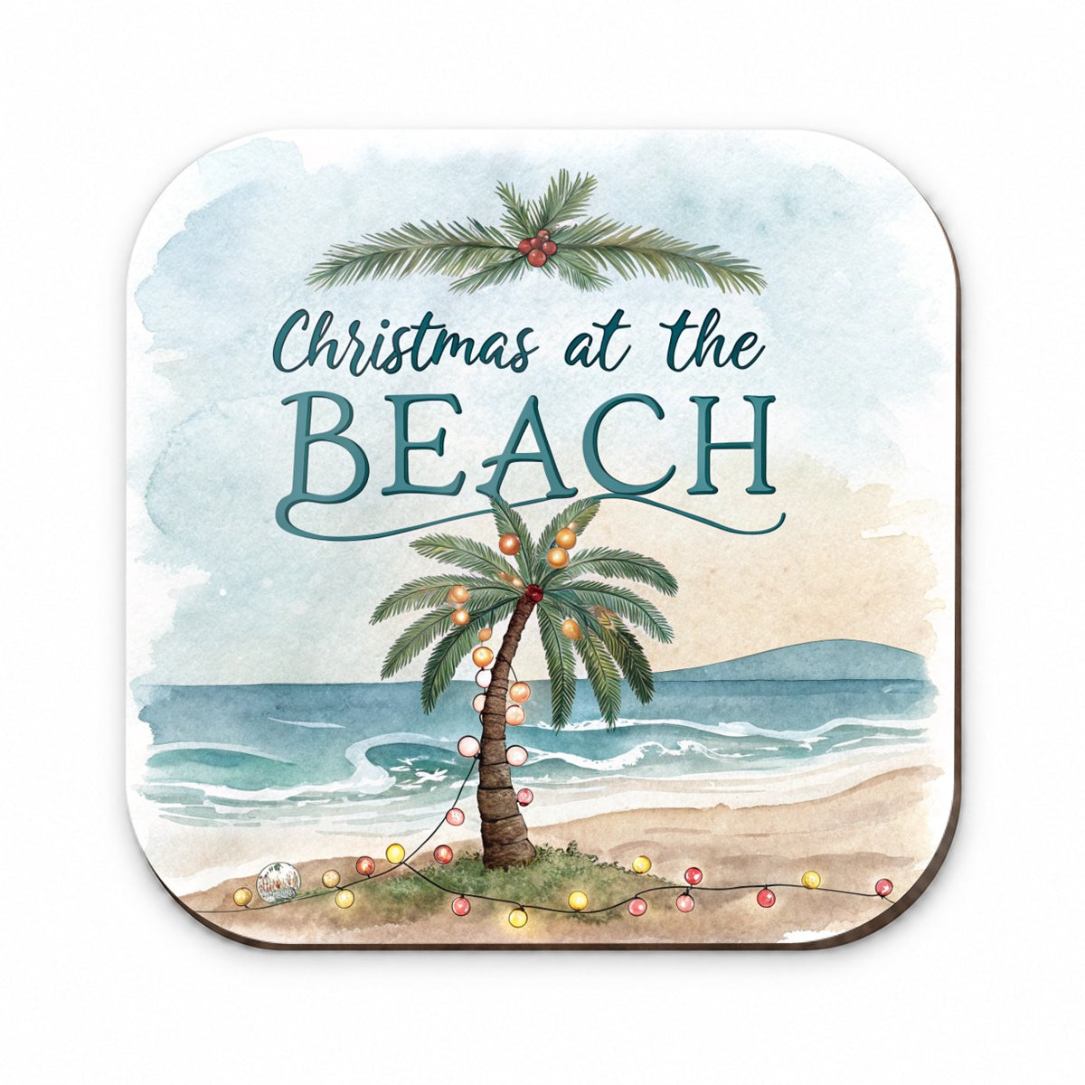Christmas At The Beach Ocean Palm Tree Fridge Magnet