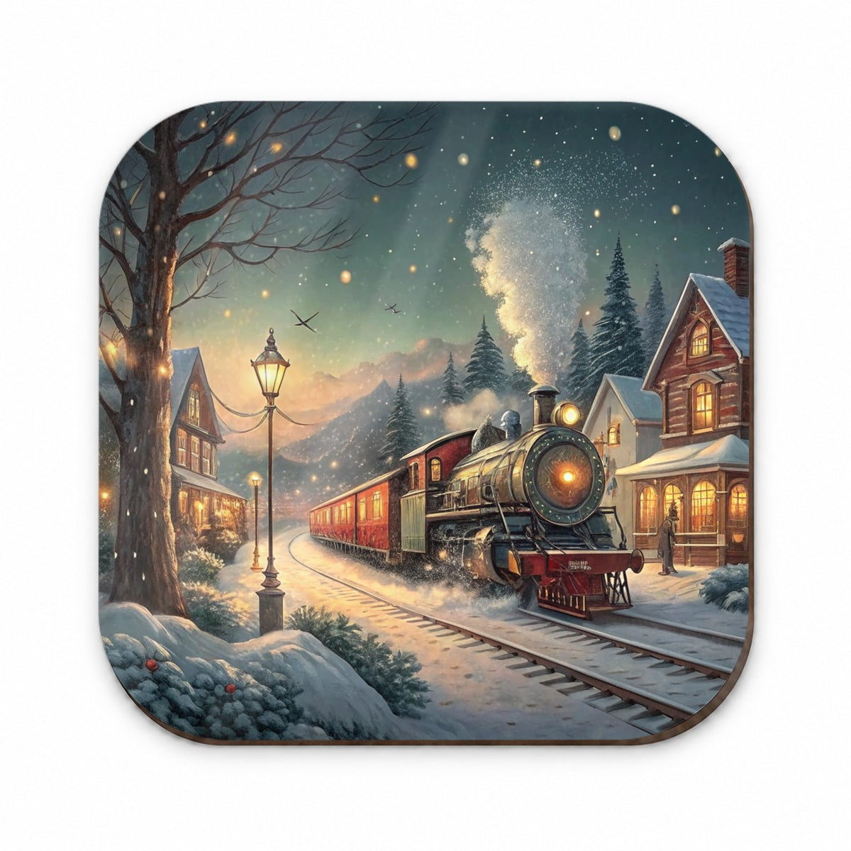 Christmas Train Snowy Village Fridge Magnet