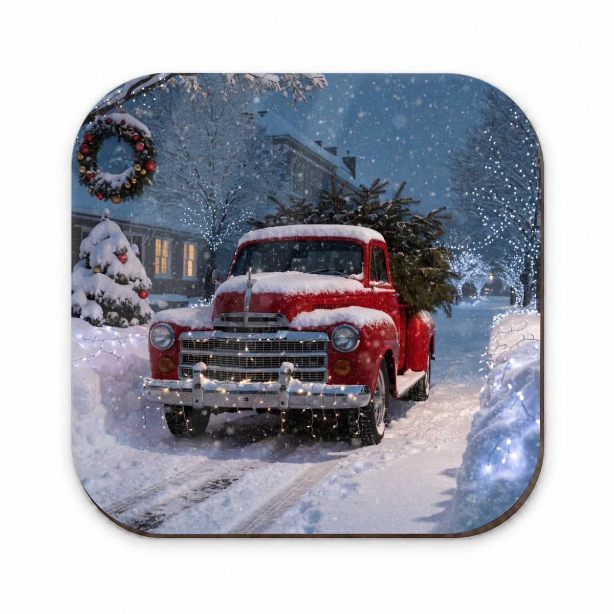 Christmas Tree In Red Truck Fridge Magnet