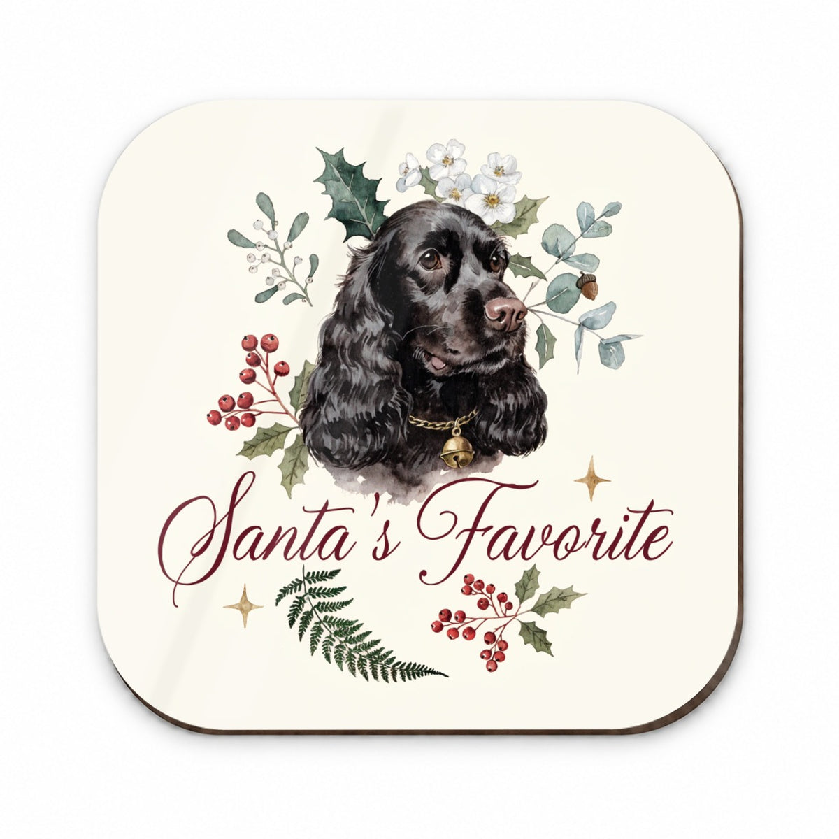 Cocker Spaniel Black Dog Christmas Santa's Favorite Fridge Magnet