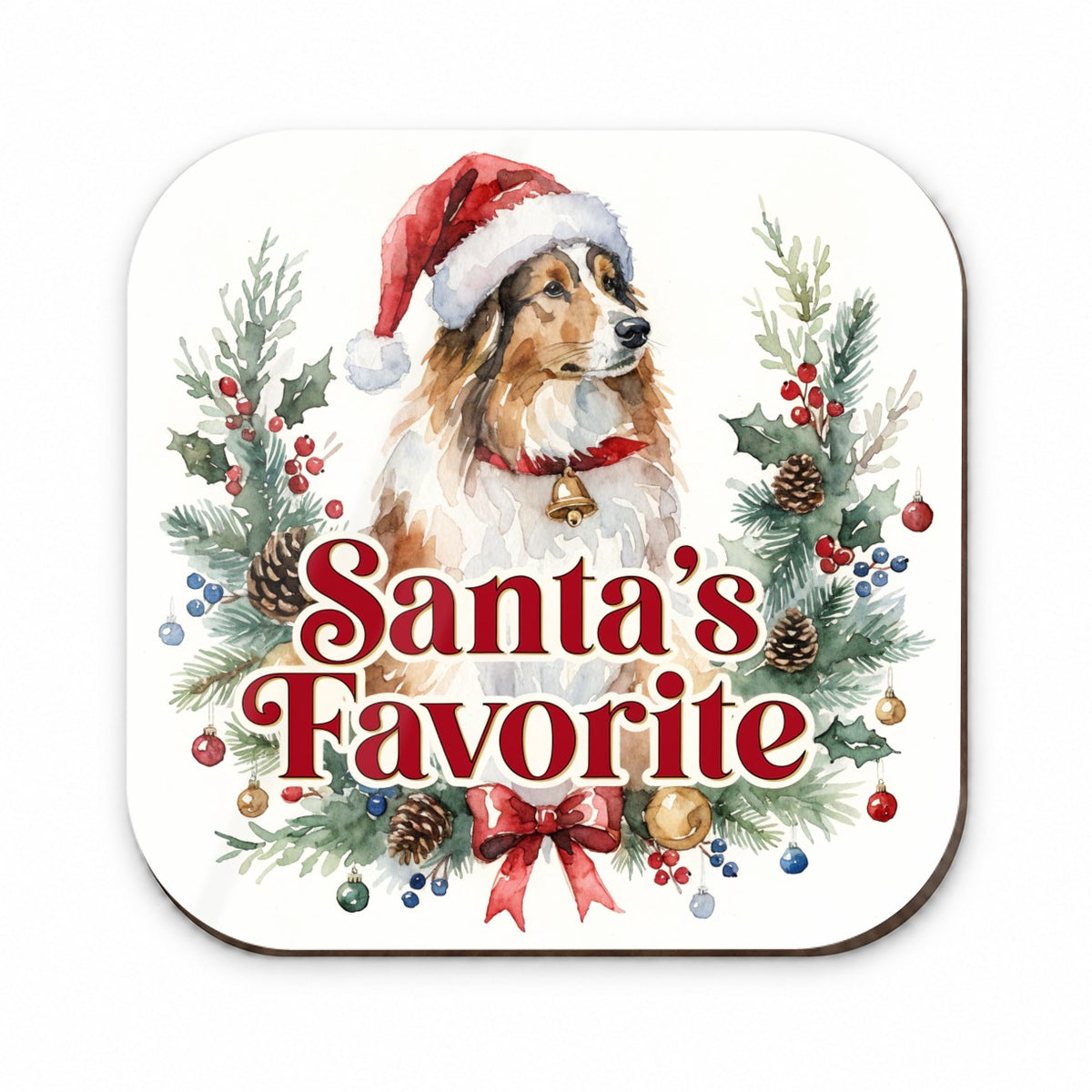 Collie Dog Christmas Santa's Favorite Fridge Magnet
