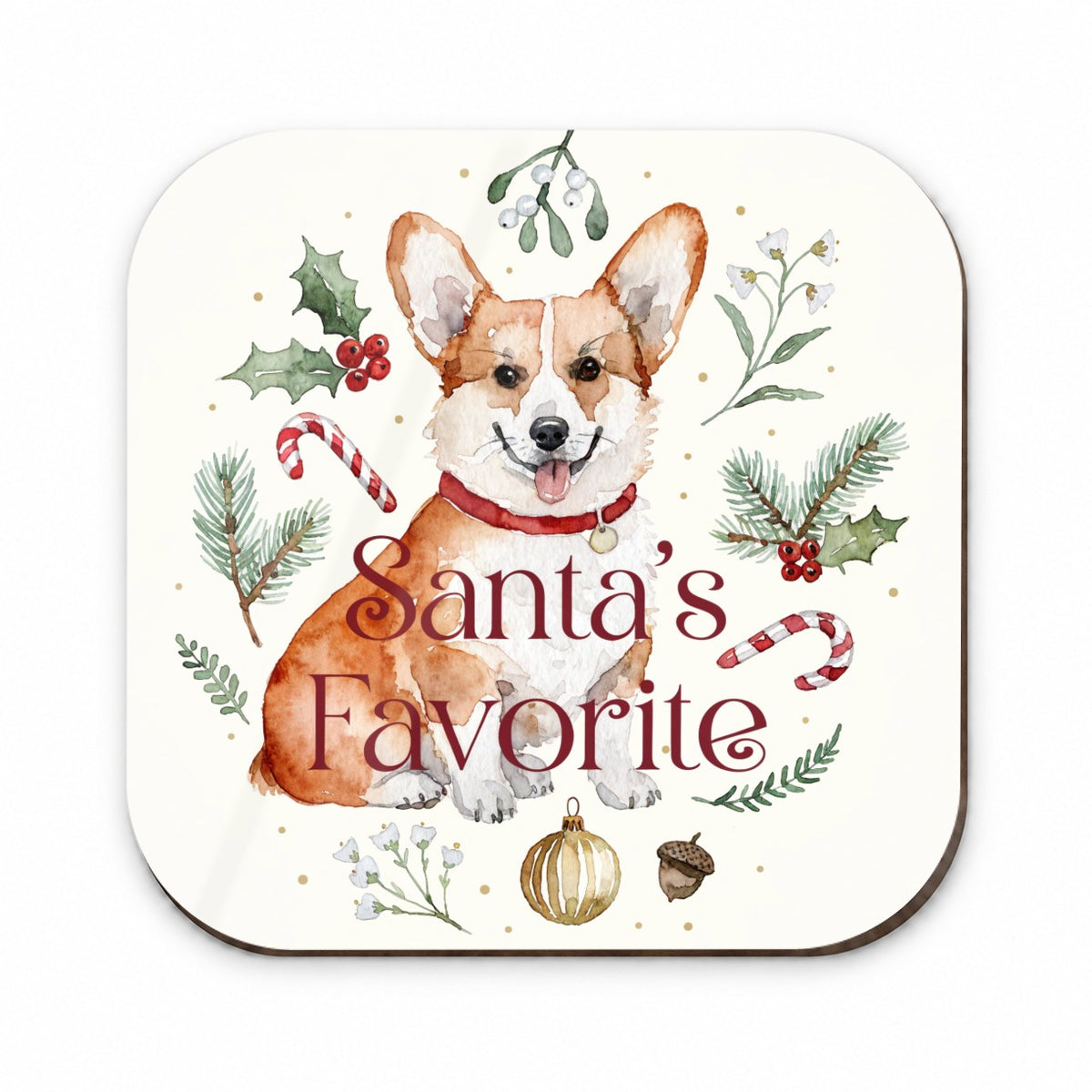 Corgi Sitting Dog Christmas Santa's Favorite Fridge Magnet