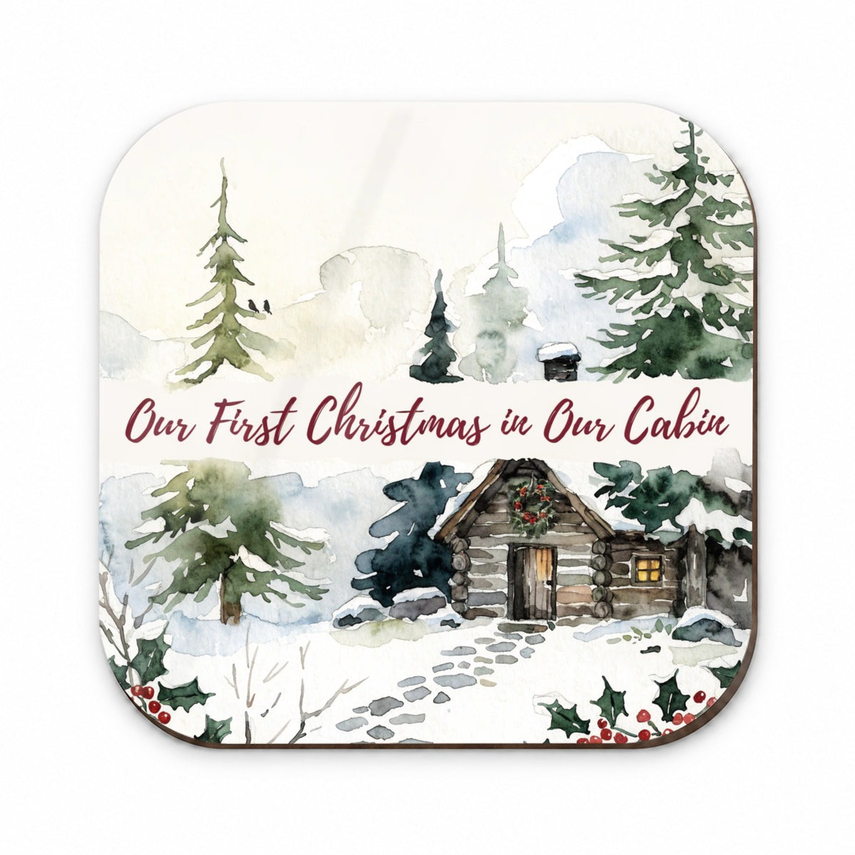 First Christmas In Our Cabin Script Fridge Magnet