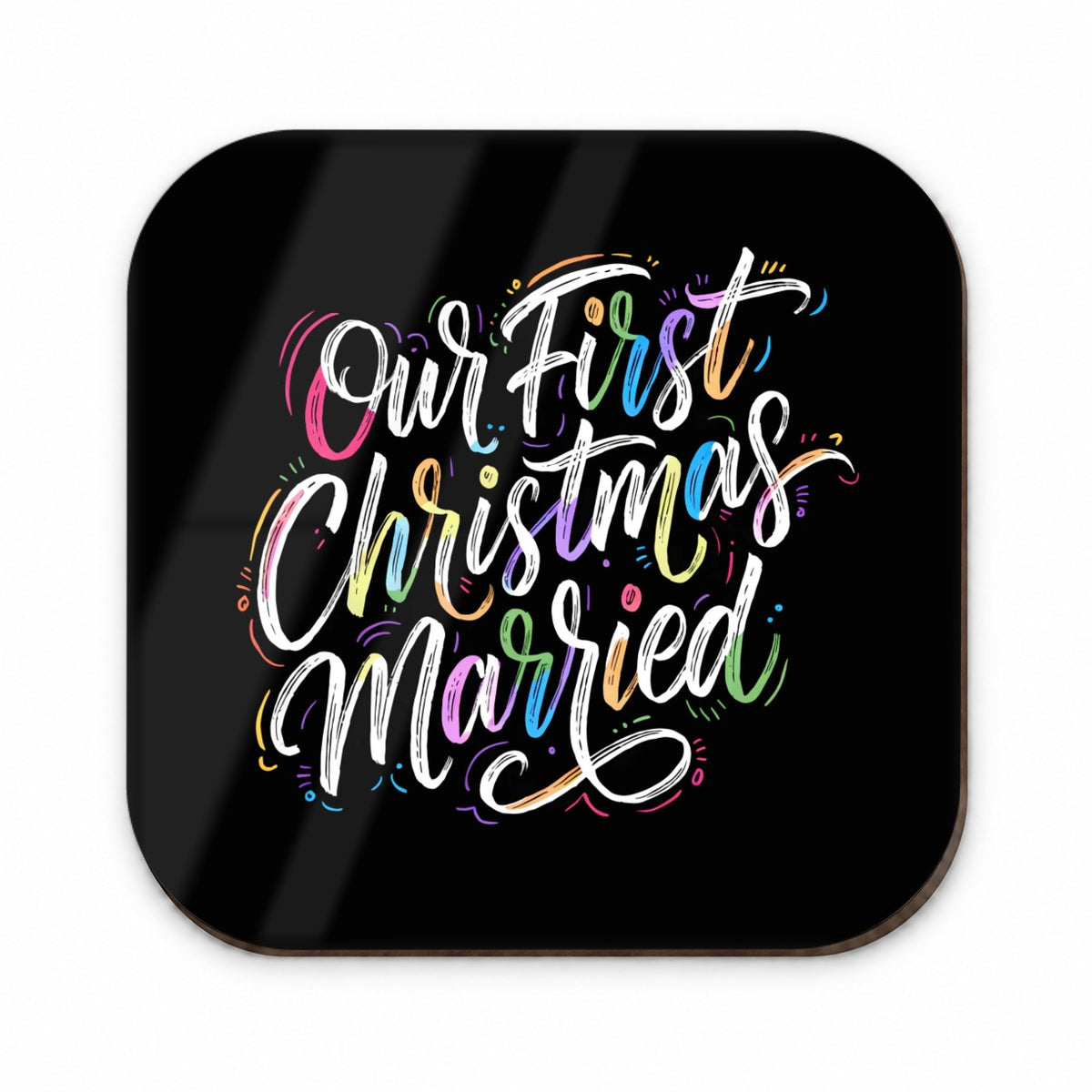First Christmas Married Elegant Black Fridge Magnet