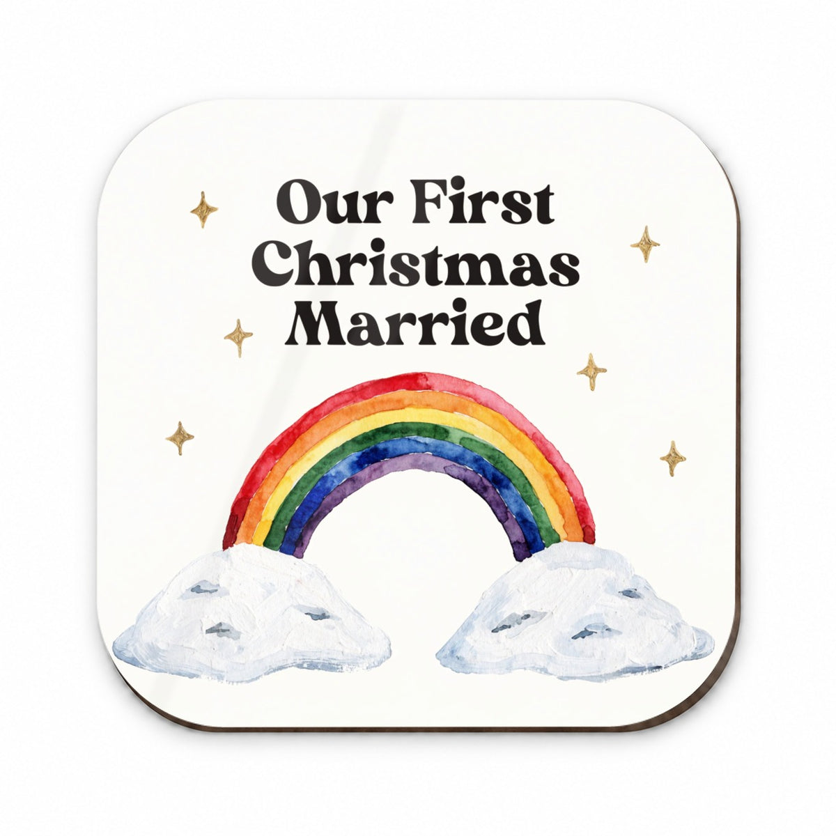 First Christmas Married LGBTQ Pride Rainbow Simple Fridge Magnet