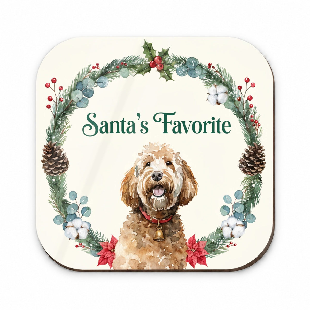 Goldendoodle Dog Christmas Santa's Favorite Fridge Magnet