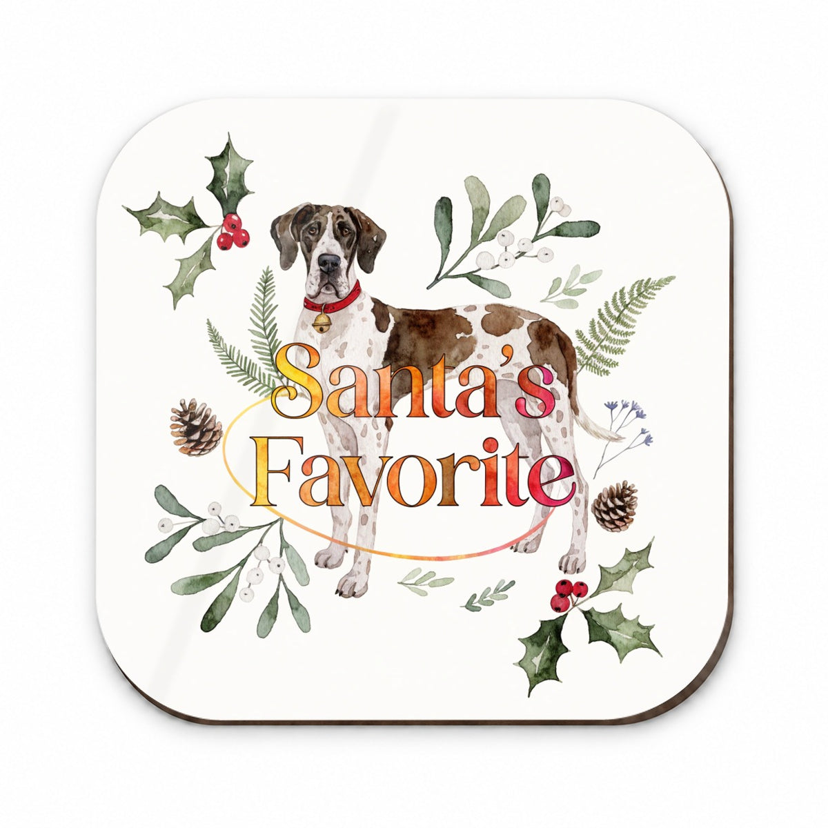 Great Dane Watercolor Dog Christmas Santa's Favorite Fridge Magnet