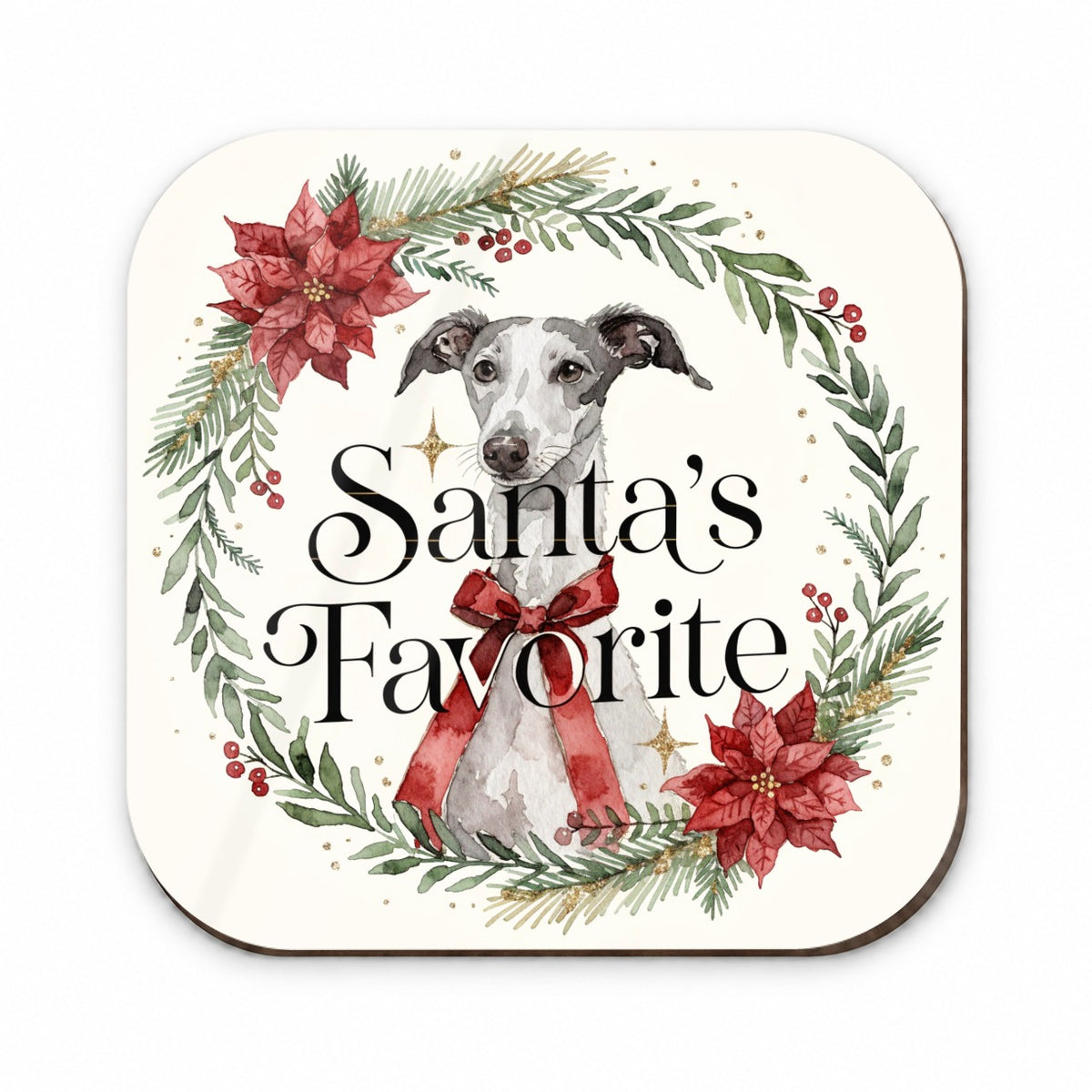 Greyhound Dog Christmas Santa's Favorite Fridge Magnet