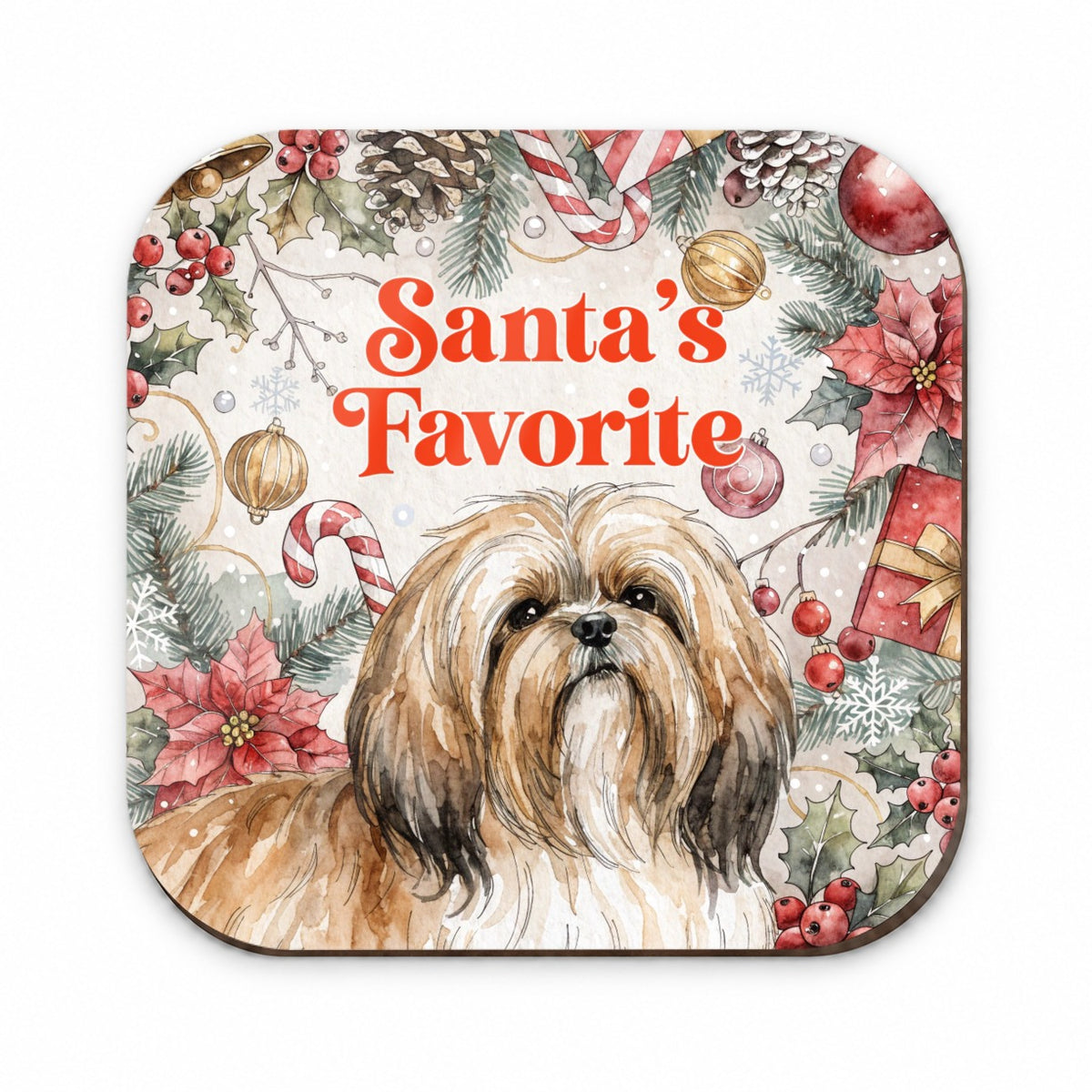 Lhasa Apso Dog Christmas Santa's Favorite Fridge Magnet