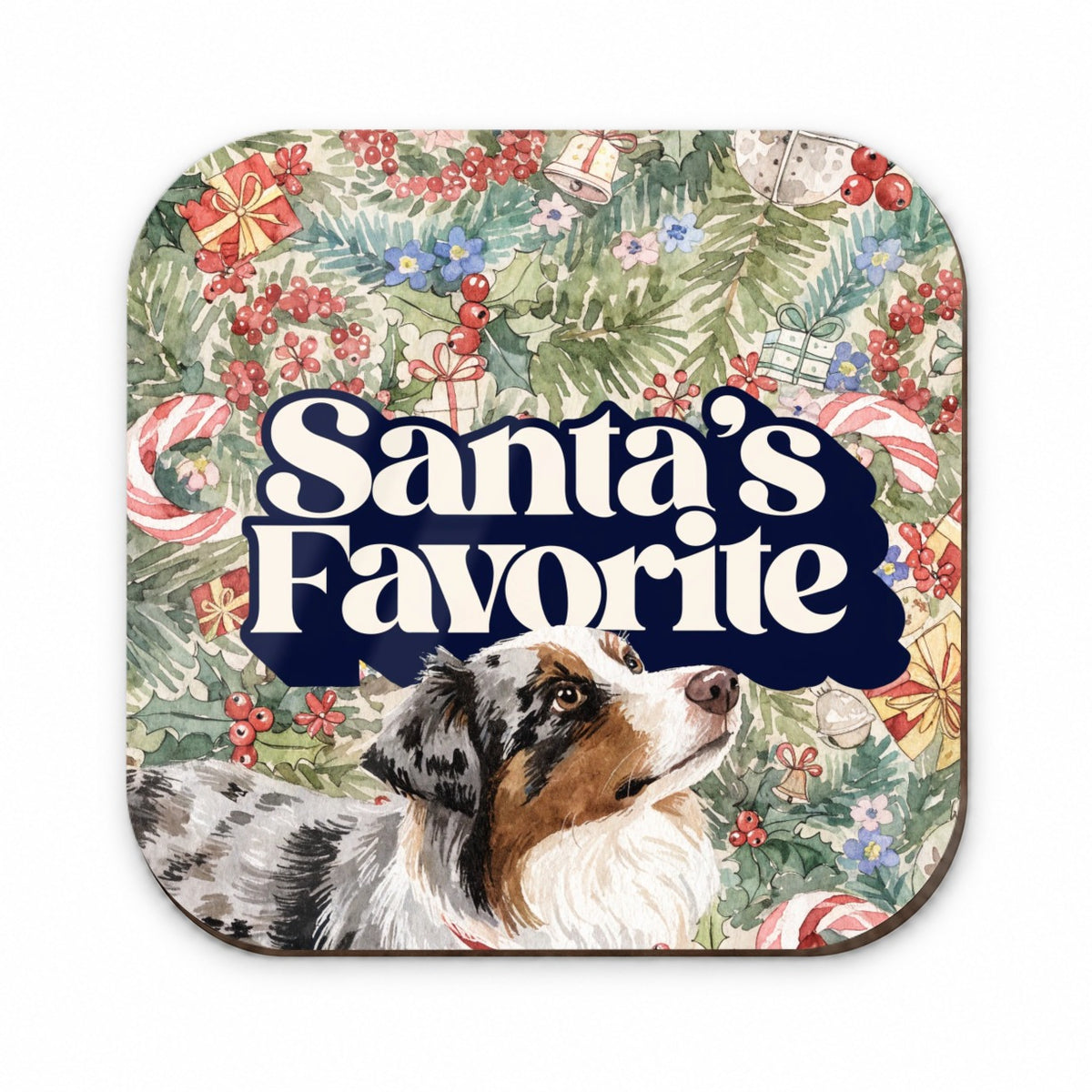 Miniature Australian Shepherd Mini Aussie Dog Christmas Santa's Favorite Fridge Magnet