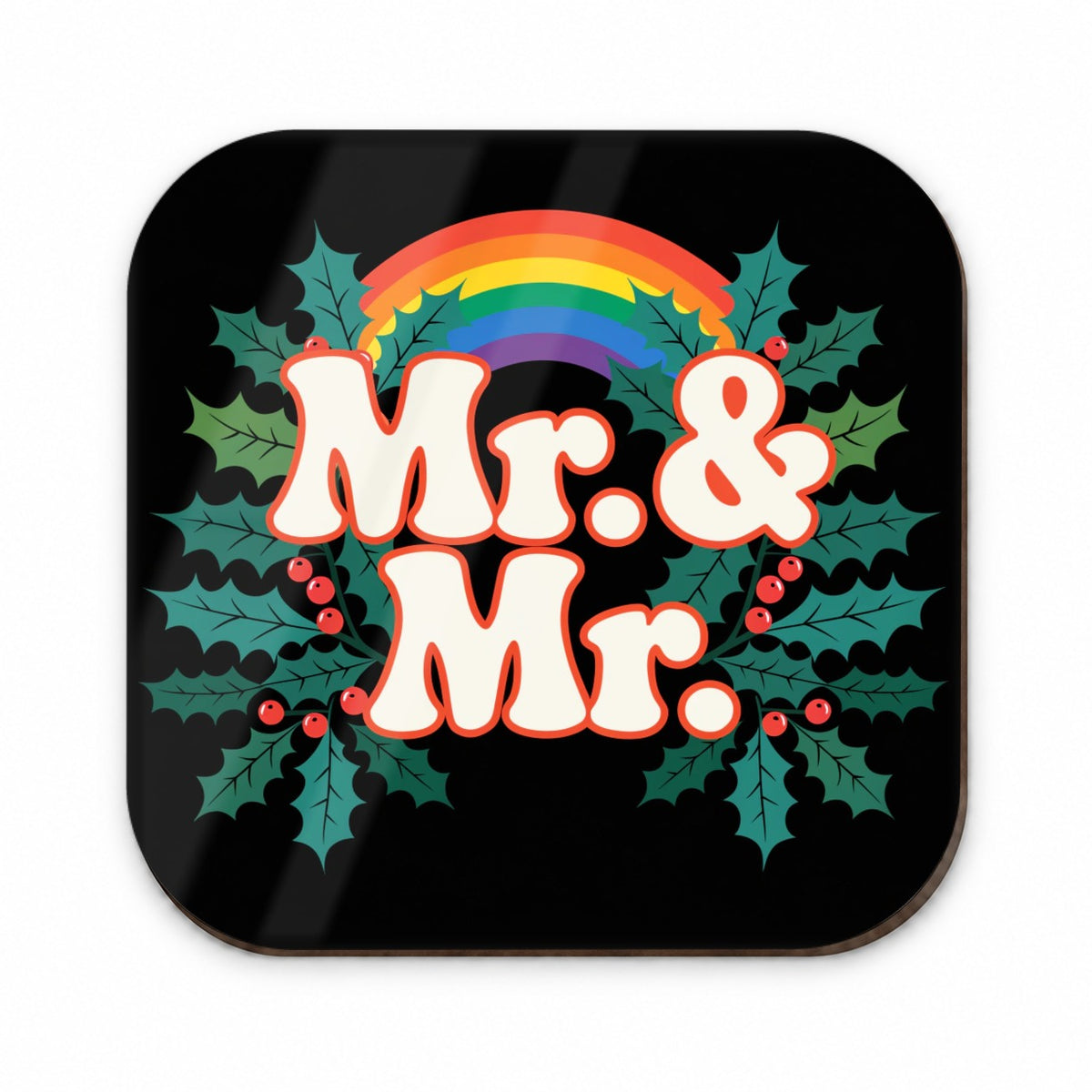 Mr and Mr Pride Gay Rainbow Christmas Bold Fridge Magnet