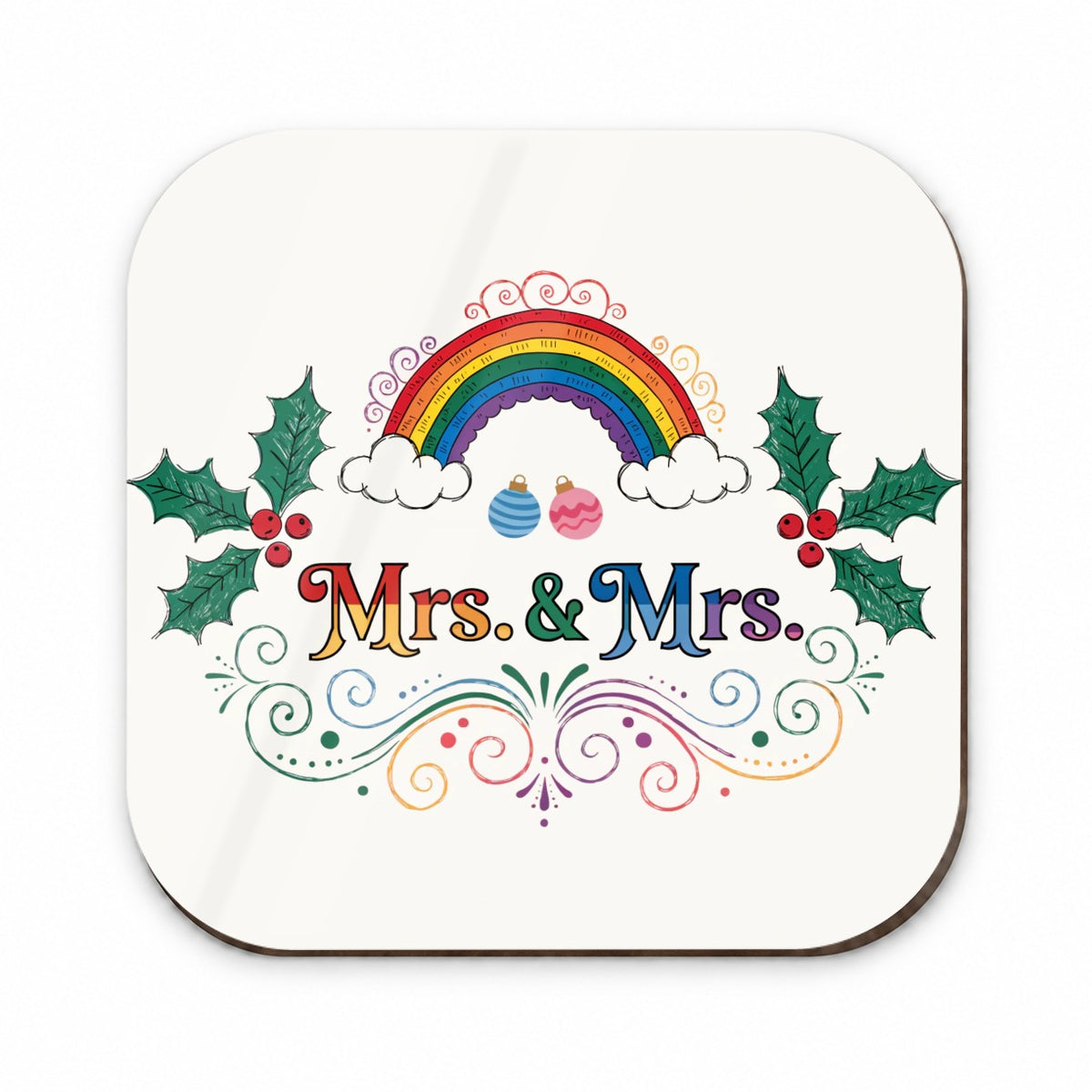 Mrs and Mrs Pride Gay Lesbian Rainbow Christmas Fridge Magnet