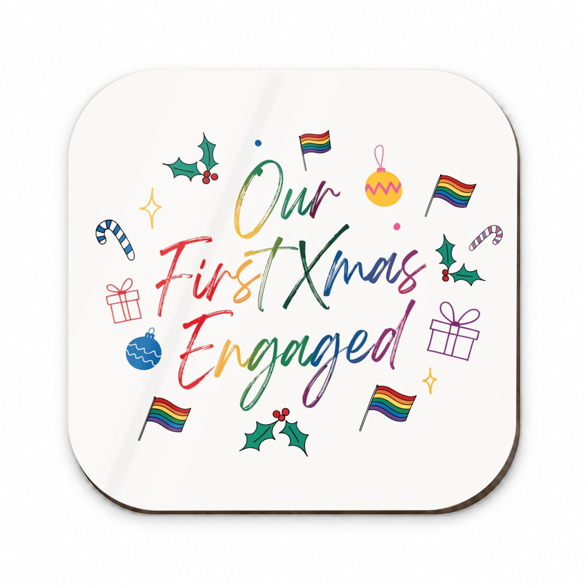 Our First Christmas Xmas Engaged Pride LGBTQ Fridge Magnet